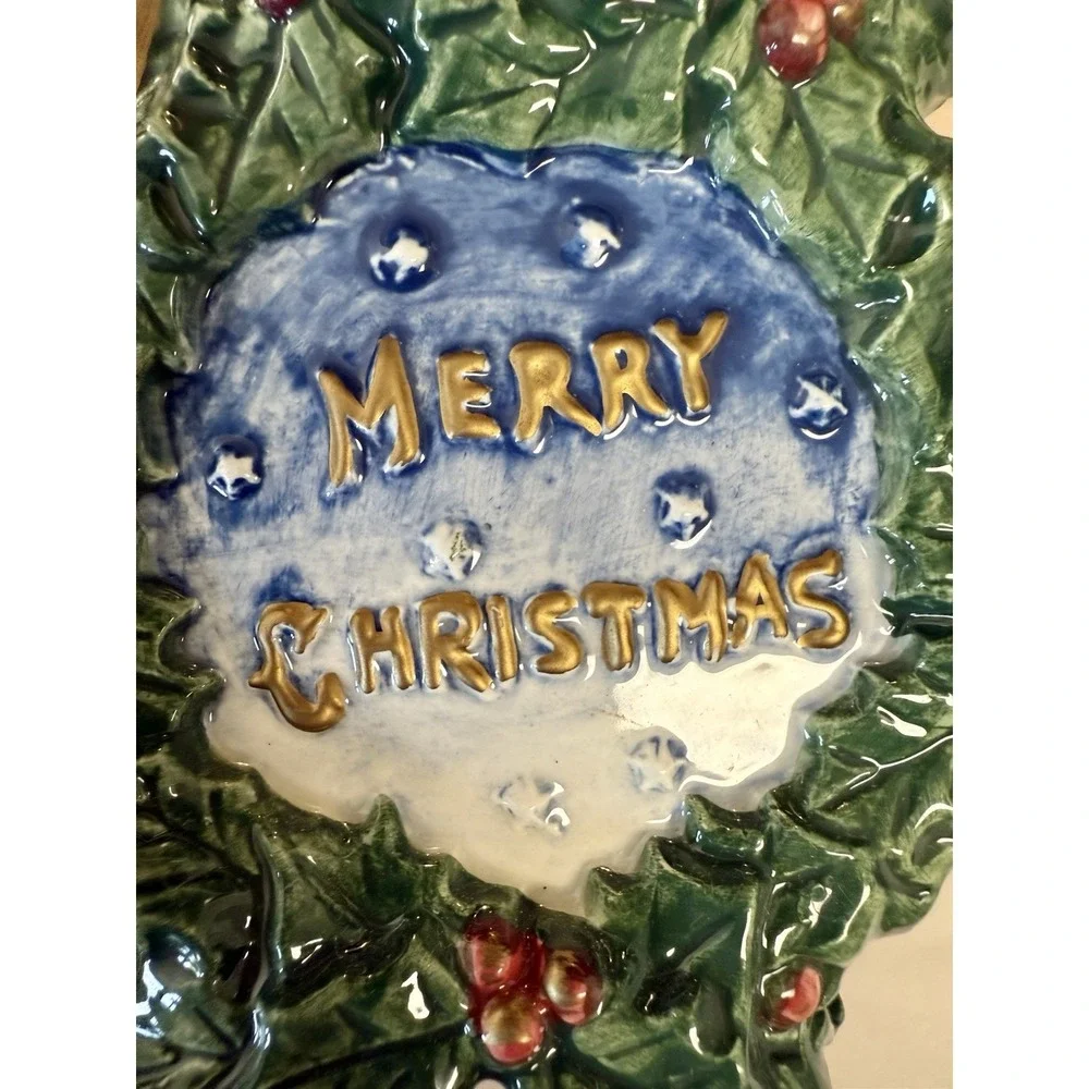 Rare Fitz & Floyd  Omnibus Santa Wreath Sugar & Creamer Set‎ - 4